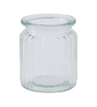 Vase round ribbed glass 7.5x7.5x9cm