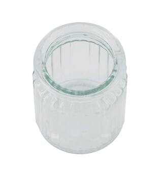Vase round ribbed glass 7.5x7.5x9cm
