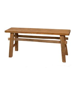 Bench rectangular teak wood 118x27x53cm - Natural