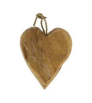 Hanger heart teak wood 30x10x33cm - Natural