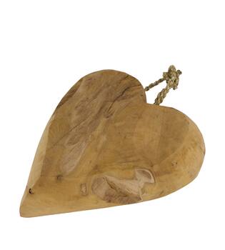 Hanger heart teak wood 30x10x33cm - Natural