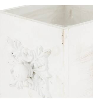 Box planter square plywood with plastic 15x15x15cm  - White