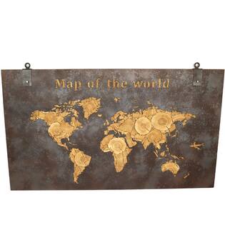 Fir wood world map 140x4,5x80cm