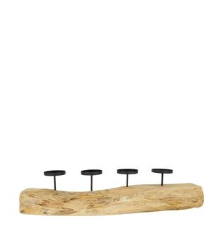 Root teak wood with candle holders 70x20x16cm - Natural