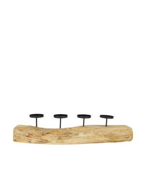 Root teak wood with candle holders 70x20x16cm - Natural