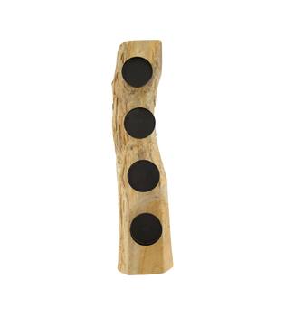 Root teak wood with candle holders 70x20x16cm - Natural