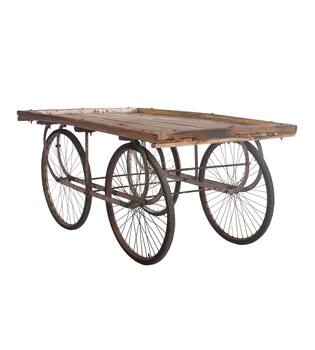 Table cart assorted reclaimed wood vintage 168x102x79cm KD