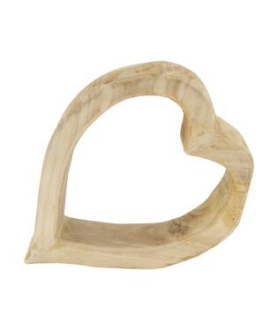 Heart open paulownia wood 36x31x9cm - Natural