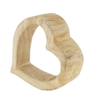 Heart open paulownia wood 36x31x9cm - Natural