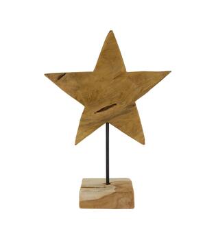 Image etoile sur pied - Bois de teck - 28x10x40 cm - Naturel