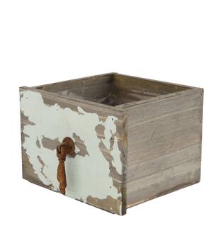 Jardiniere rectangulaire - Bois de pin avec plastique - 15x14x11 cm - Gris