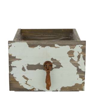 Jardiniere rectangulaire - Bois de pin avec plastique - 15x14x11 cm - Gris