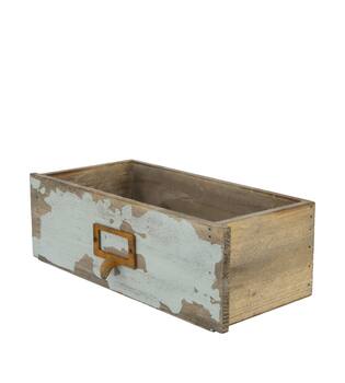 Box planter rectangular fir wood with plastic 26x13x9cm