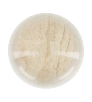 Bell round with paulownia wood base glass 17x17x25cm