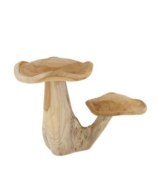 Mushroom double teak wood 45x24x29cm - Natural