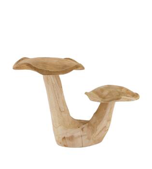 Mushroom double teak wood 45x24x29cm - Natural