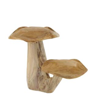 Mushroom double teak wood 45x24x29cm - Natural