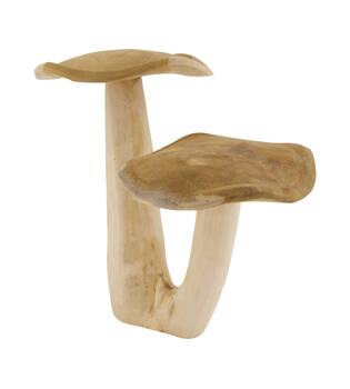 Mushroom double teak wood 42x26x39cm - Natural