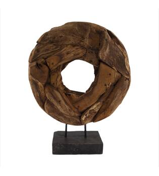 Statue round erosion wood 39x10x54cm - Brown