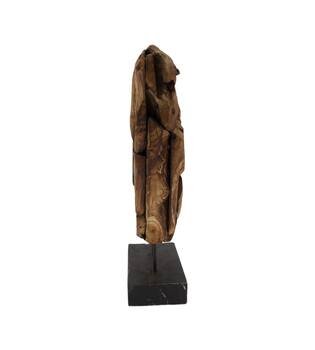 Statue round erosion wood 39x10x54cm - Brown