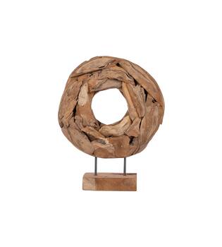 Statue round erosion wood on stand 79x15x94cm - Natural