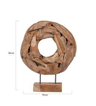 Statue round erosion wood on stand 79x15x94cm - Natural