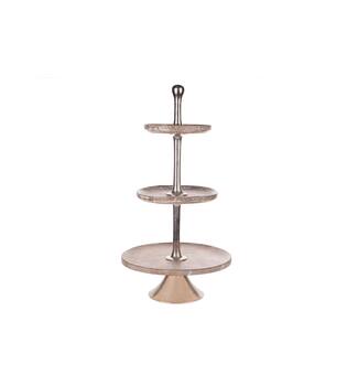 Etagiere round mango wood 3 layers 51x51x90cm - White