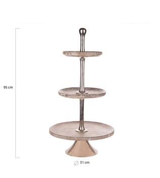 Etagiere round mango wood 3 layers 51x51x90cm - White