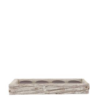Pillar candle holder bark 45x15x6cm - White