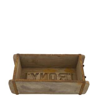 Brickmould rectangular reclaimed wood with handle 32x15x10cm - Natural