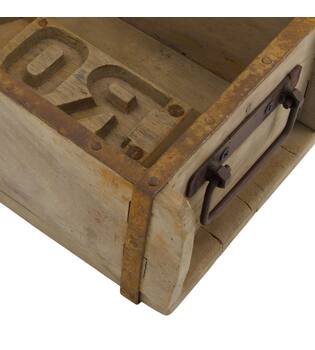 Brickmould rectangular reclaimed wood with handle 32x15x10cm - Natural