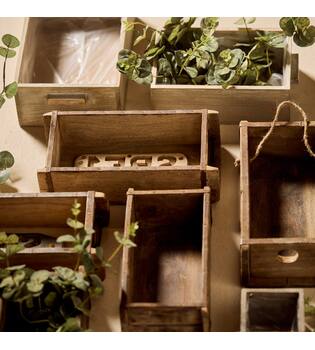 Brickmould rectangular reclaimed wood with handle 32x15x10cm - Natural