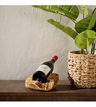 Winebottle holder 1 bottle teak wood 20x20x8cm - Natural