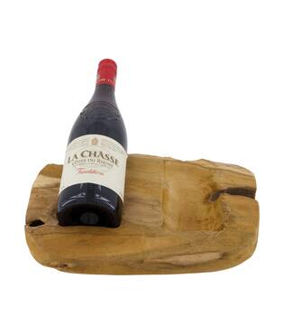 Winebottle holder 2 bottles teak wood 30x30x8cm - Natural