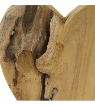 Coeur sur pied - Bois de teck - 35x16,5x10 cm - Naturel