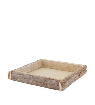 Tray square bark 25x25x4cm - Natural