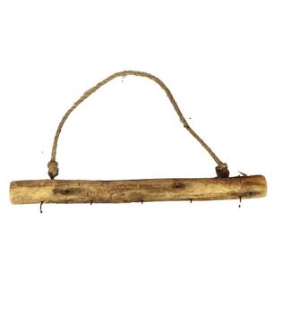 Hanger stick with 5 hooks historic wood 50x8x7cm - Natural