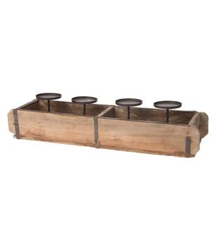 Brick mould 4 candle holders wood vintage 58x16x20cm