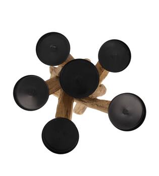 Root teak wood with candle holders 30x30x40cm - Natural