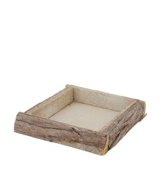 Tray square bark 20x20x4cm - Natural