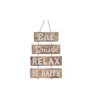 Sign eat drink relax be happy wood 38x56x2cm - Multi