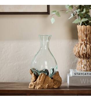 Root bottle gamal wood glass 22x17x27cm - Natural