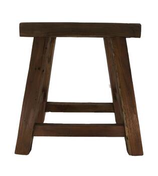 Stool 4 legs teak wood 40x30x45cm - Natural