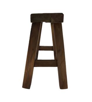 Stool 4 legs teak wood 40x30x45cm - Natural