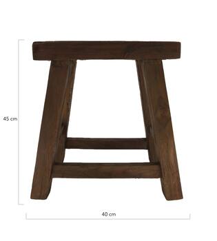 Stool 4 legs teak wood 40x30x45cm - Natural
