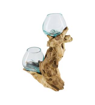 Root gamal wood with glass 20x12x30cm