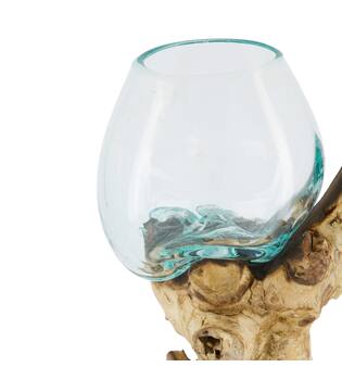 Root gamal wood with glass 20x12x30cm