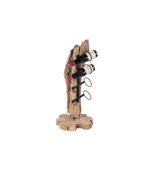 Winebottle holder erosion wood 36x36x85cm