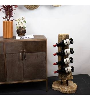 Winebottle holder erosion wood 36x36x85cm