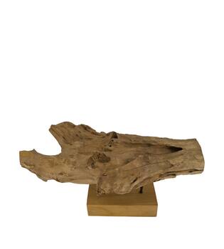 Root teak wood on stand 58x14x30cm - Natural